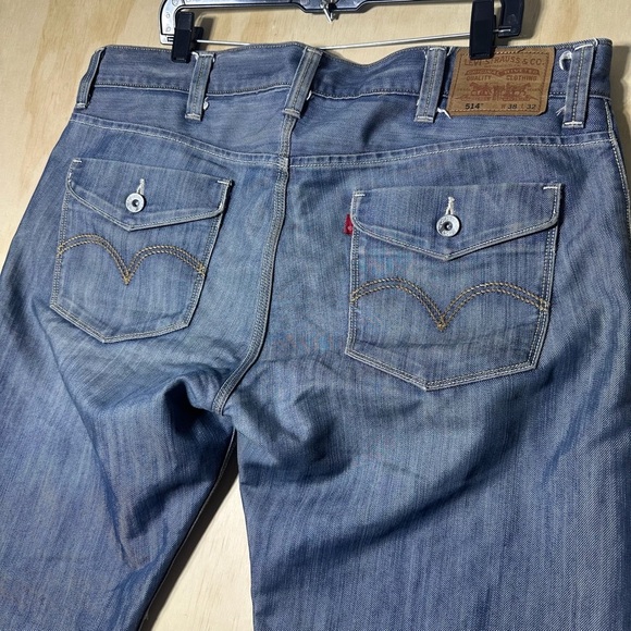 Levis 514 38X32 Men’s Slim Straight Jeans Blue Denim Stretch Button Pocket - Picture 10 of 14